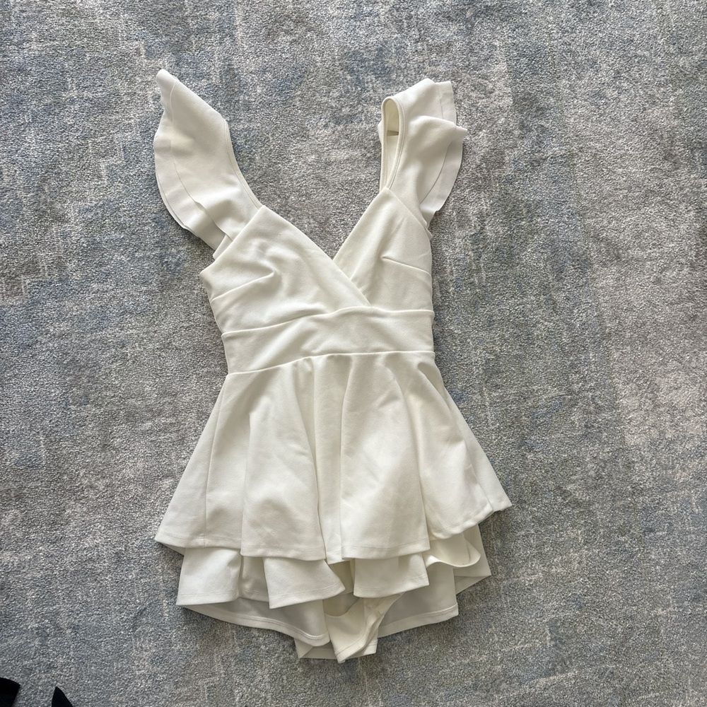 White Ruffled Sleeveless Dress